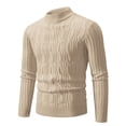 thumbnail image 1 of Styesk Chandail pour Hommes Tricot Col Roulé Vintage Col Rond Couleur Unie Chandail Élastique Texture Polaire Tendance Manteau, 1 of 2