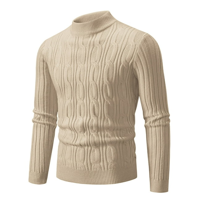 Besolor Men's Half Turtleneck Sweaters Casual Long Sleeve Cable Knit Pullover Sweater Soft Warm Textured Fall Winter Tops
