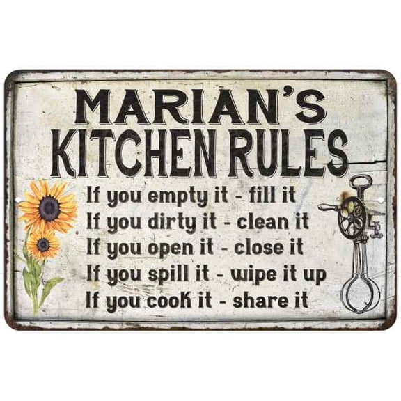 Marian's Kitchen Rules Chic Sign Vintage Decor 8x12 Metal Sign 108120032249