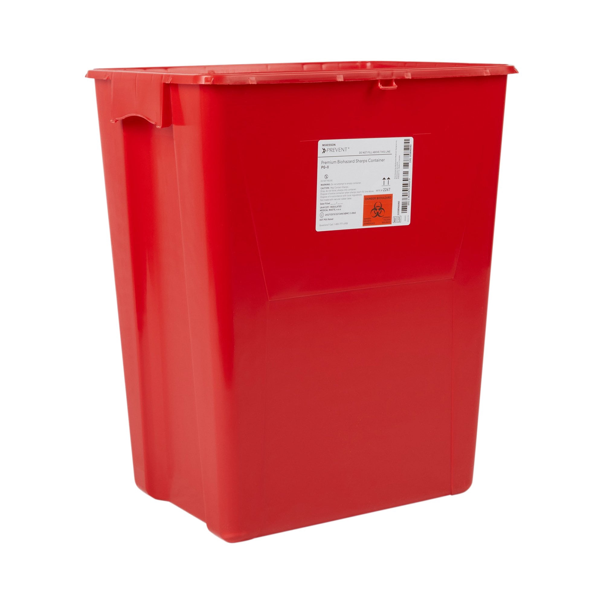 McKesson Prevent Biohazard Sharps Container, Lockable, Puncture-Resistant - 18 gal, 1 Ct