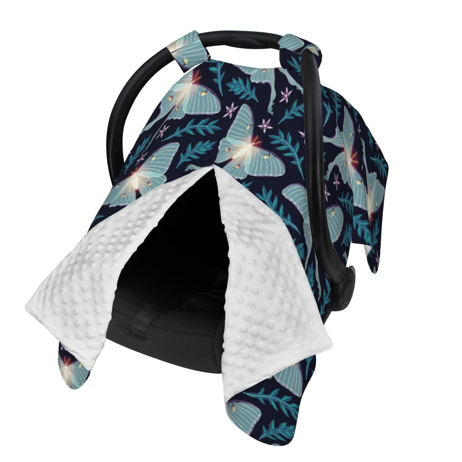 Naloa Glowing Butterfly Baby Car Seat Cover, Breathable Baby Carrier Cover, Multiuse Baby Carrier Cover & Nursing Breastfeeding Cover