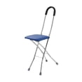 thumbnail image 4 of Taburete de caña plegable con asiento de caña y 4 patas, cómodo asa, silla plegable, silla de caña Azul, 4 of 8