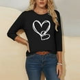 thumbnail image 5 of ABATAB Plus Size Womens 3/4 Sleeve V Neck T Shirts Valentina's Day Spring Shirts Love Heart Printed Gift Casual Tees Clothes, 5 of 6