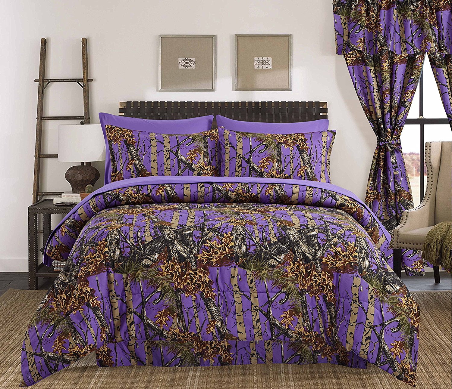 Camo Lavender-Light Purple Woods-Twin Size Comforter In Bag`New-:/>Free To US 