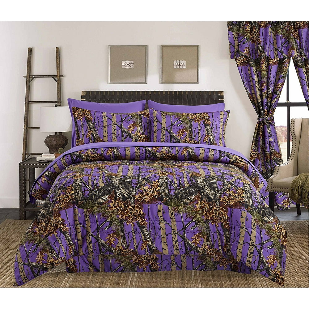 Regal Comfort The Woods Purple Camouflage Twin 4 Piece Premium Luxury