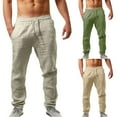 thumbnail image 4 of YOTMKGDO Straight-Leg Baggy Men's Elastic Pants Solid Color Breathable Loose Casual Pants Casual Solid Pants for Men, Green S, 4 of 7