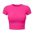 thumbnail image 6 of Otntypg Womens Short Sleeve Cropped Athletic T Shirts - Buttery Soft Summer Crop Tops Slim Fit Y2k Basic Solid Color Crew Neck Tees for Workout Going Out Tshirts, 6 of 7