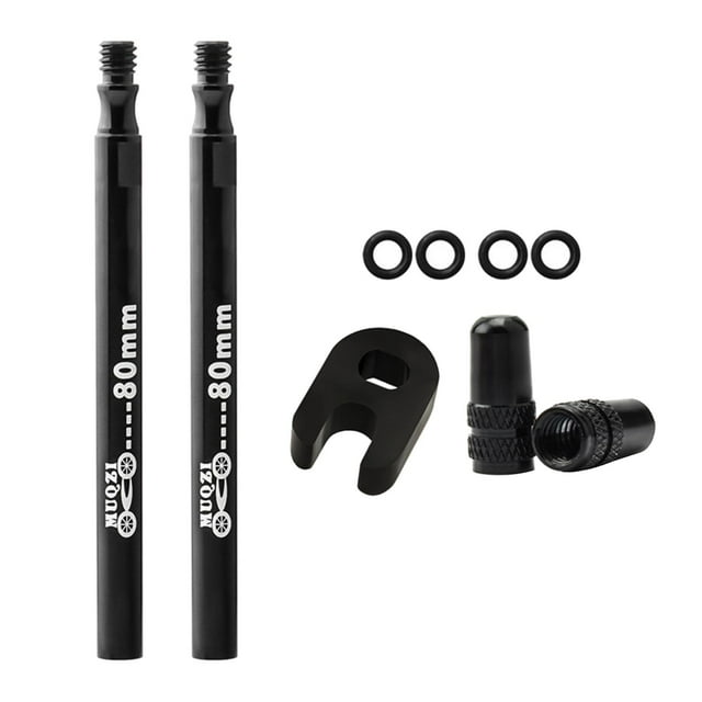koolsoo Presta Value Extender Values Extension with Core & Adaptor 2pcs Black 80mm