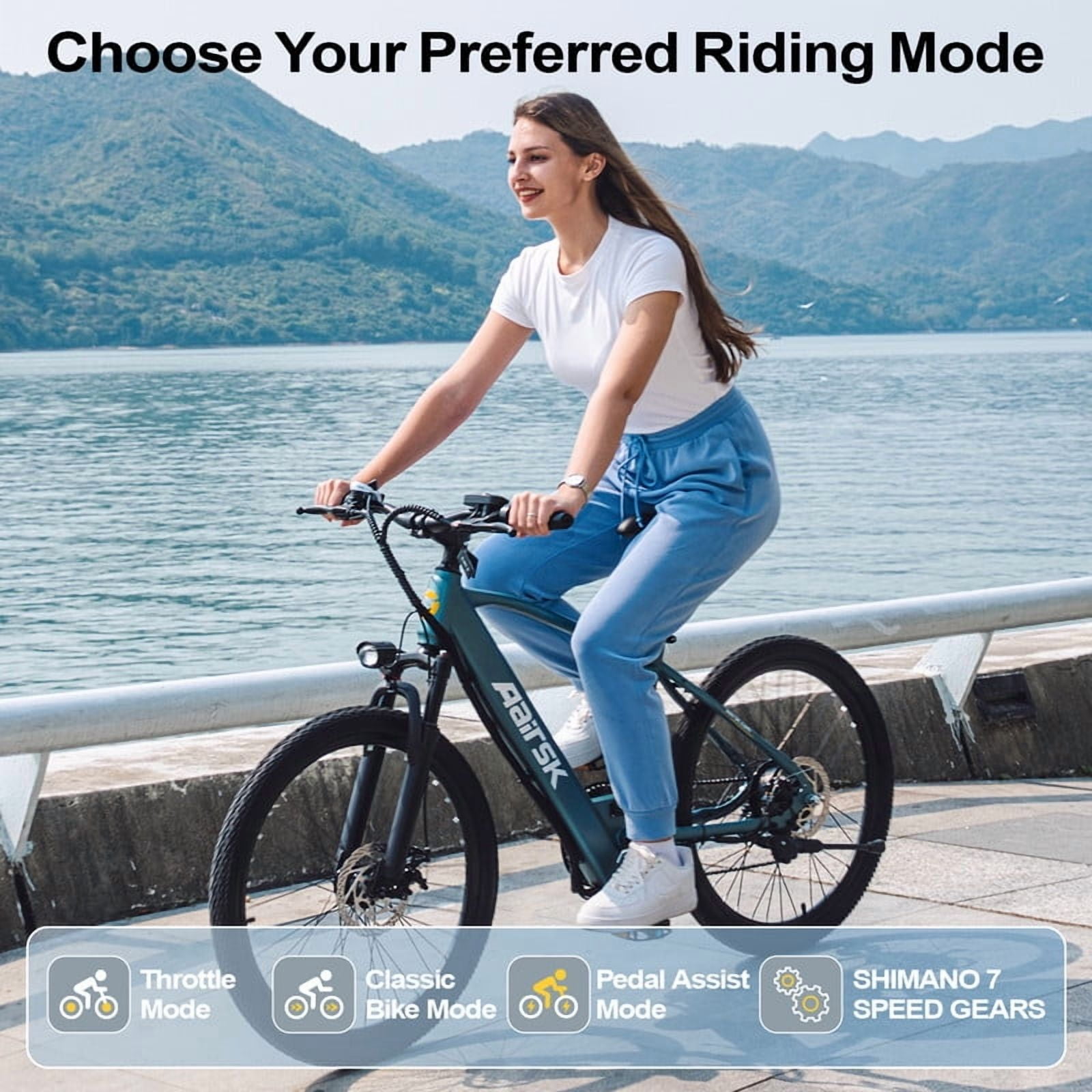 Aairsk 26''Electric Bike for Adults, 400W Motor Mountain Ebike, 36V 10AH, 40 Miles Long Range, UL2849