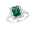 thumbnail image 1 of 10kt White Gold Womens Emerald Lab-Created Emerald Solitaire Ring 1-4/5 Cttw, 1 of 1