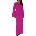 thumbnail image 3 of Vestido de Punto Acanalado para Mujer, Acampanada, Ajustado, Holgado e Informal. Rojo Rosa L, 3 of 7