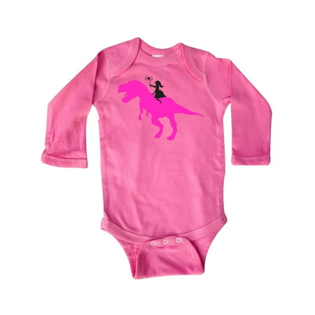 

Inktastic Princess riding her T-Rex Gift Baby Girl Long Sleeve Bodysuit