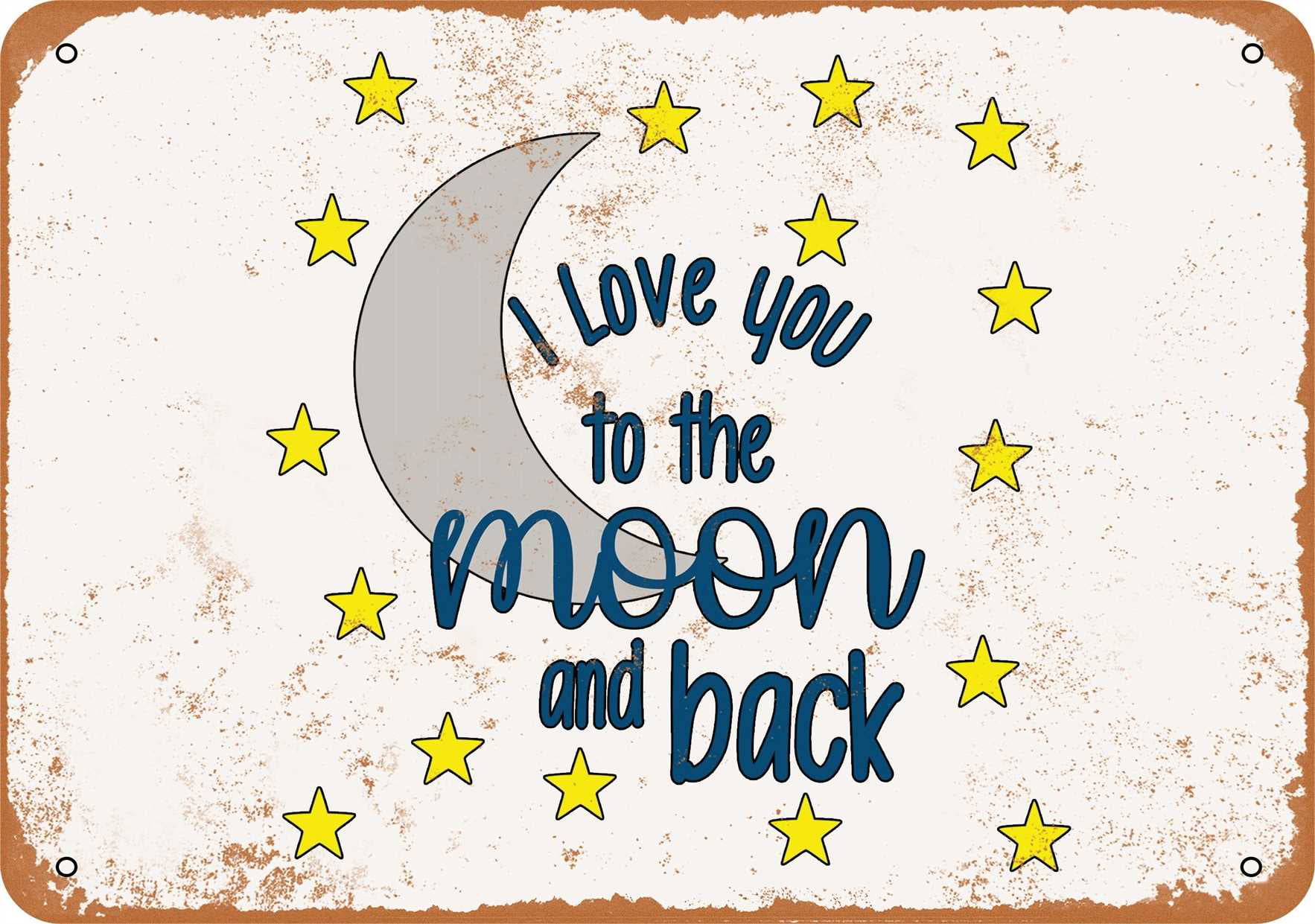 Primitive Burlap Banner Panel Sign Love You Moon Back Wedding Baby Valentine 