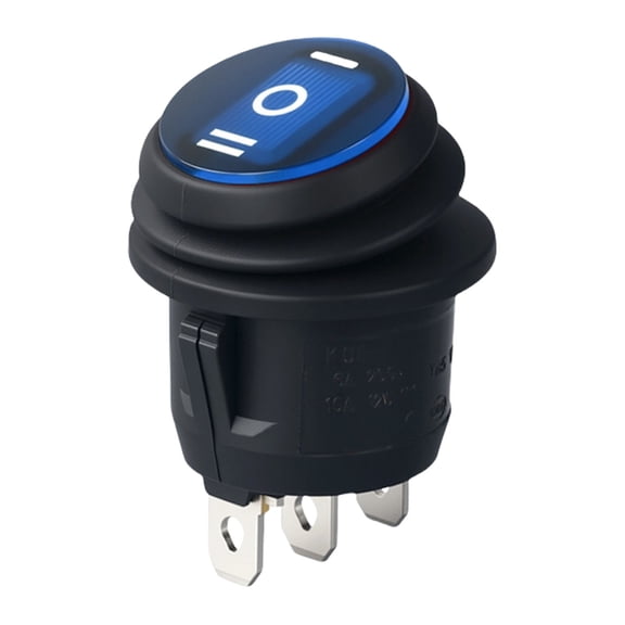 Oil & Water Resistant Round Rocker Switches 3 Pin 3 Position Switches No Light for Easy Installation In Wet environment