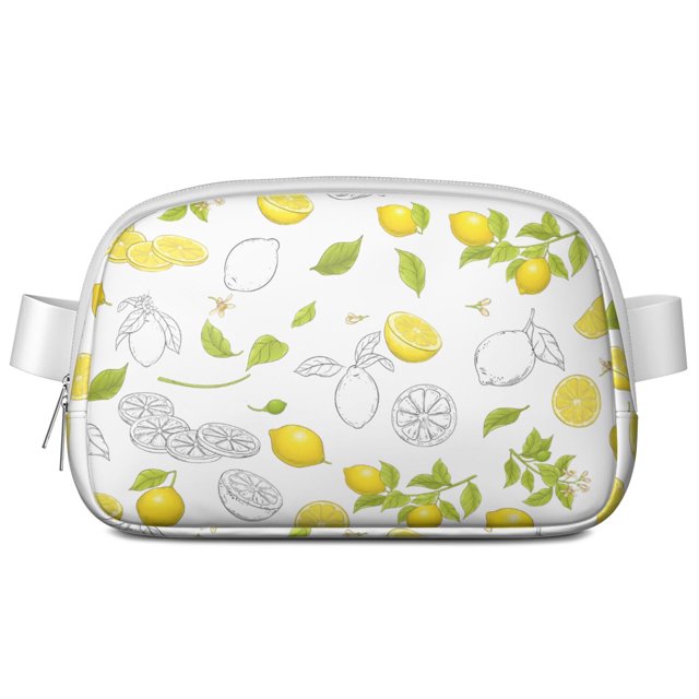 Vintage Lemon Floral Fanny Pack – Summer Fruit Waist Bag in Cute Yellow & White Design