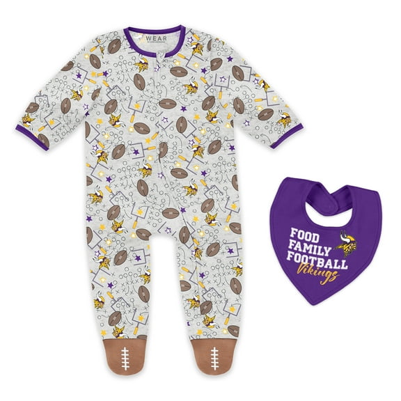 Infant & Newborn WEAR by Erin Andrews Minnesota Vikings Sleep and Play Full-Zip Sleeper & Bib Set