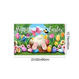 Colorful Spring Banner Easter Bunny Doormat, Colorful Outdoor Indoor Welcome Mat for Spring ...