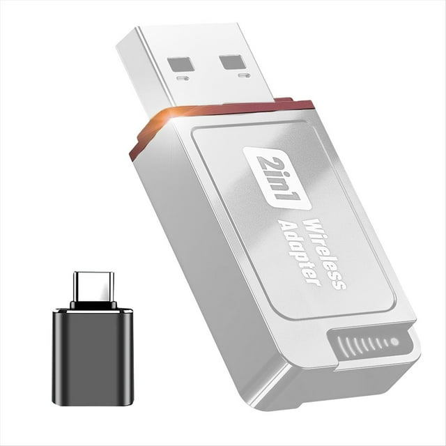 Adaptador Inalámbrico CarPlay 2 en 1 Compatible con CarPlay y Android Auto. Adaptador USB Bluetooth Que Convierte de Cableado A Inalámbrico.