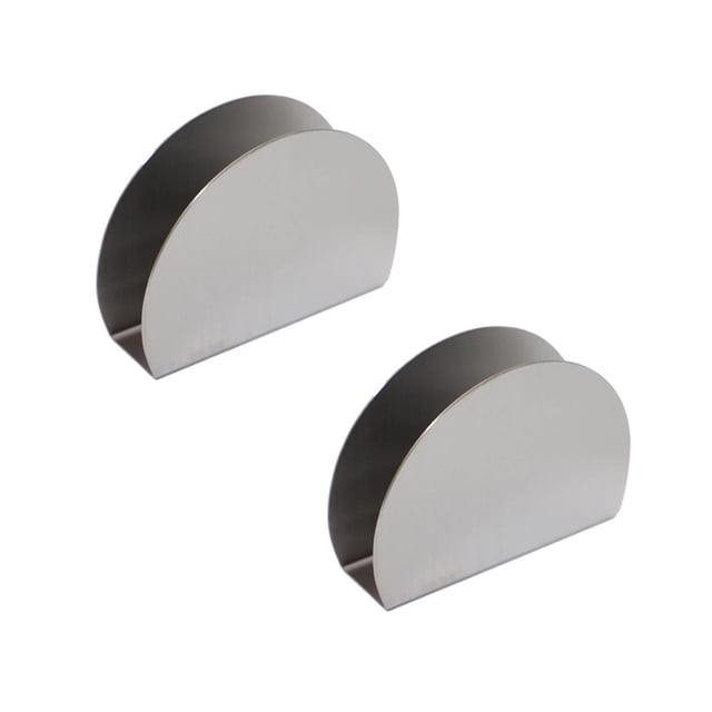 Oleegame 2PC Spoon And Lid Rest Gold Stainless Steel Semicircle Vertical Paper Towel Rack Hand Drawn Metal Paper Towel Seat Hotel Restaurant Napkin Seat Silver