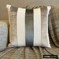 thumbnail image 4 of The HomeCentric Cushion Cover For Sofa, Decorative Grey Pack of 2, 16"x16" (40x40 cm) Throw Pillow Covers, Velvet Patchwork Throw Pillows For Sofa, Striped Modern Style Easter - Velvet Band Grey, 4 of 10