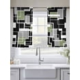 thumbnail image 4 of Sage Green Black Geometric Sheer Curtains 54 Inch Length 2 Panels Set, Modern Abstract Art Block Voile Window Treatment Rod Pocket Short Kitchen Curtains Drapes for Bedroom 52"x54"x2, 4 of 7
