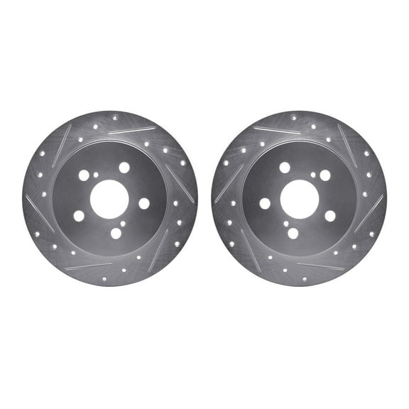 Dynamic Friction Company Rear Brake Rotors-Drilled and Slotted-Silver 7002-76104