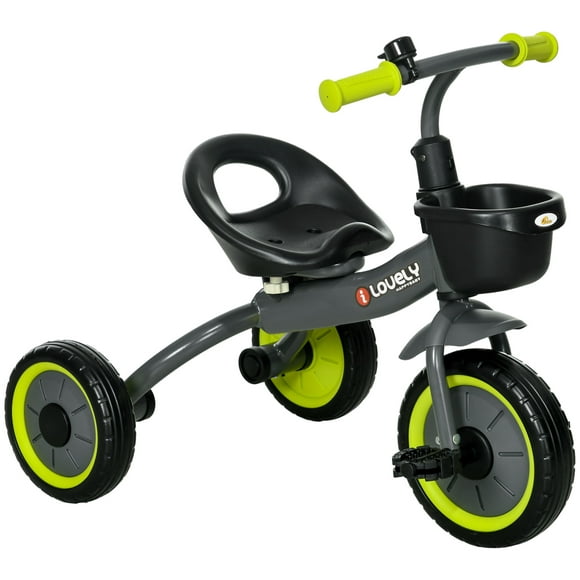 Qaba Tricycle pour Enfants de 2 à 5 Ans, Vélo Enfant avec Siège Réglable, Noir