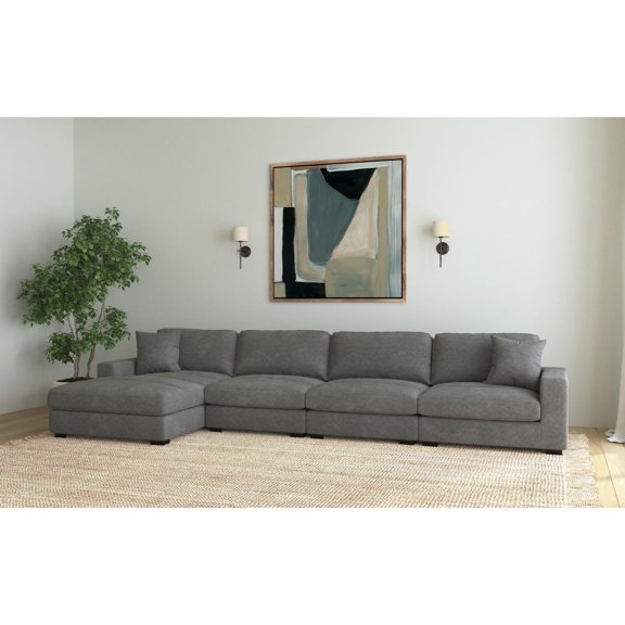 Picket House Furnishings Mesa Modular 4PC Sectional Set with LHF Chaise-Charcoal