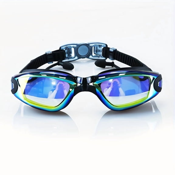 Waterproof Anti-Fog Adult Swimming Goggles with a Large High-Definition Frame, Including Earplugs, Suitable for Both Men And Women