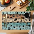thumbnail image 2 of Aqua Brown Placemats Set of 4, Rustic Farmhouse Dog Paw Vintage Placemats for Dining Table, Place Mats for Kitchen Tabletop, Waterproof Wipeable Dining Table Mats Set, 2 of 9