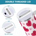 thumbnail image 5 of 30 oz Tumbler With Handle Stainless Steel Insulated Tumbler With Lid for Car Cup Holder Heart-shaped Rose Pattern, 5 of 9
