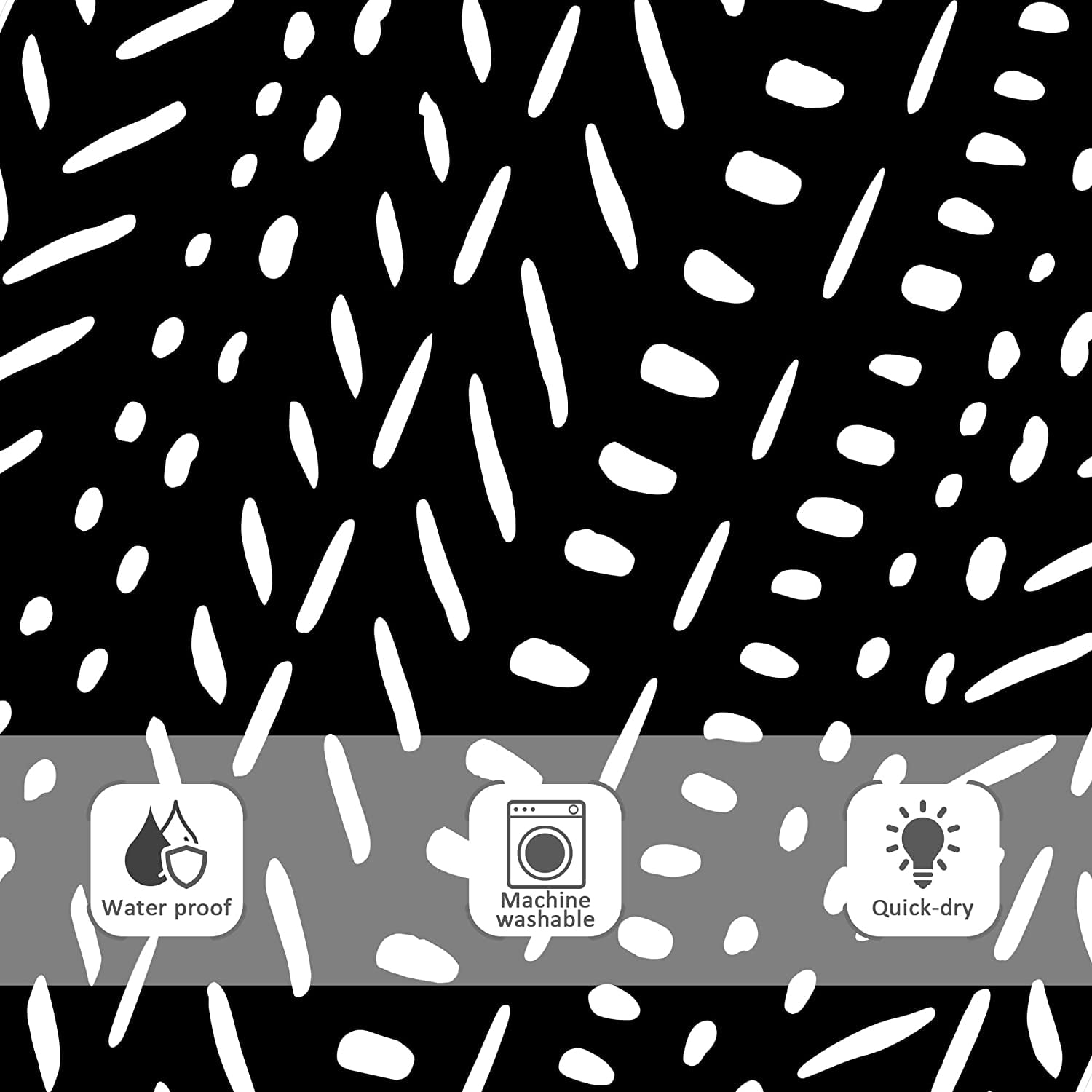 Boho Black Stall White Small Half Size Dorm Shower Curtain 36x72 Inch Chevron Geometric Herringbone Striped Single Narrow Tiny Walkin Stand Up Decor Fabric Bathroom Set Polyester Waterproof