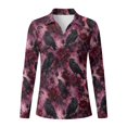thumbnail image 4 of Xoenoiee Raven Crow Rose Flower Print Women's Polo Shirts Long Sleeve Quick Dry UPF 50+ Sun Protection Golf Tops V Neck Collared Design for Business Casual Work Tennis Pickleball Athletic, Size S, 4 of 7