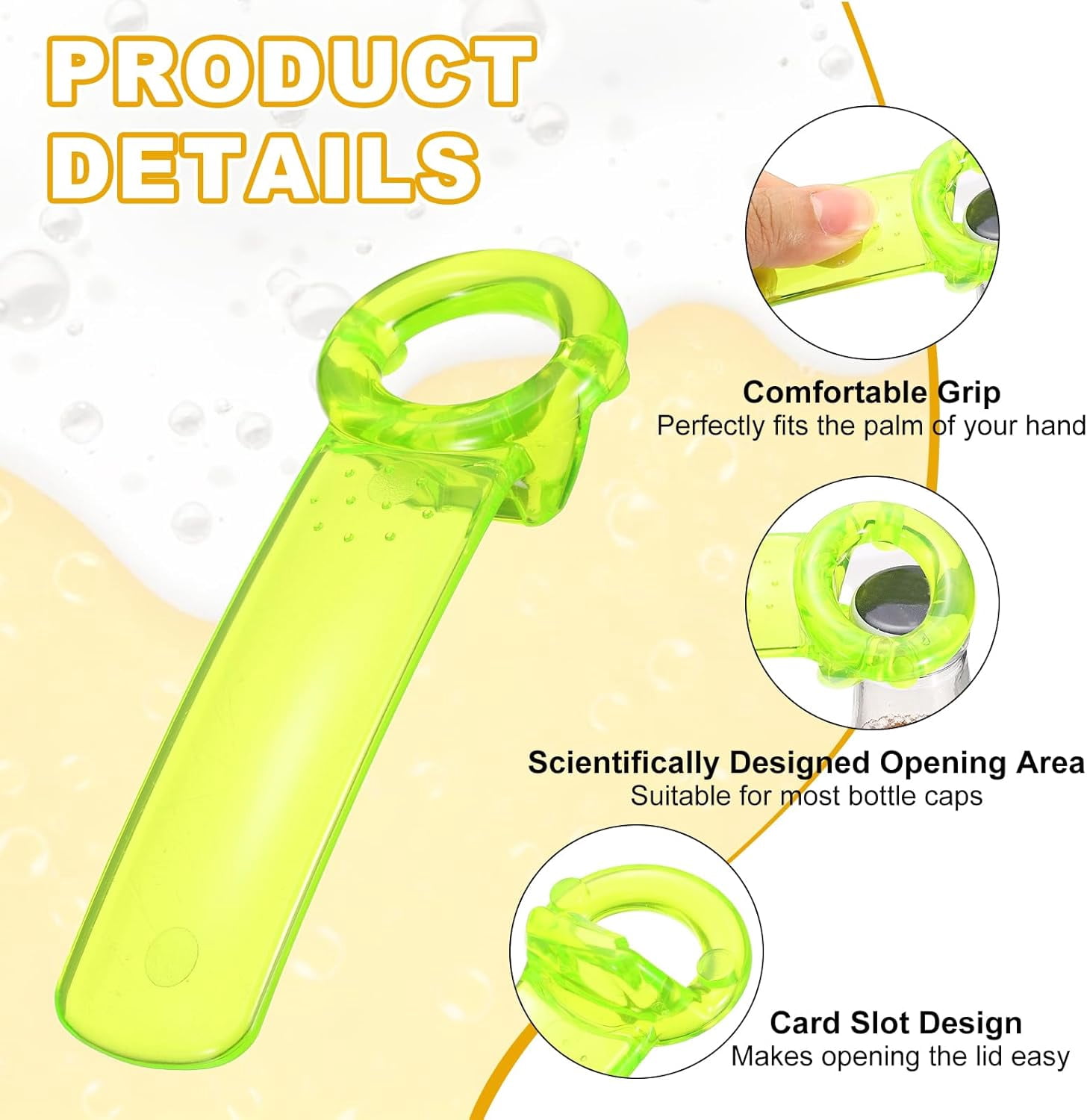 FRKSMD-3 Pcs Jar Key Lid Opener, Plastic Jar Lid Opener Easy Grip Multifunctional Durable Can Open Tool for Elderly Seniors Women Weak Hands Easy-use by Anyone, Transparent Green