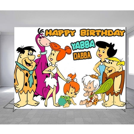 Image of flinstones 5x7ft backdrop Yabba dabba cute party backdrop for birthday / bam bam pebbles