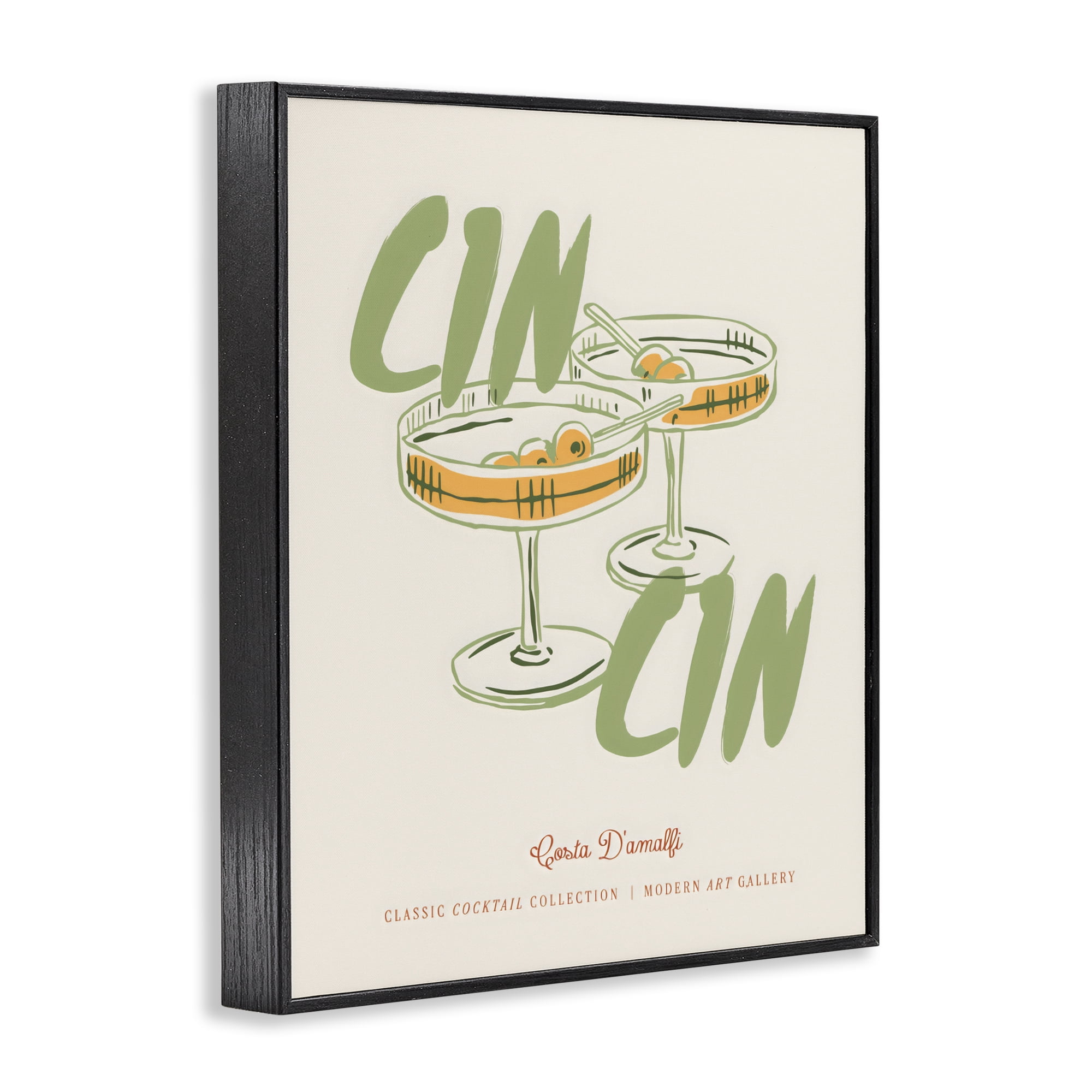 Stupell Industries Cin Cin Amalfi Cocktail Black Framed Giclee Art, design by The Prints Vibe