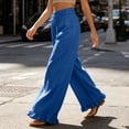 thumbnail image 5 of Hfnxid Wide Leg Pants for Women Ruffle Hem High Waisted Palazzo Pant Loose Fit Casual Trousers Flowy Vacation Trouser Blue S, 5 of 7