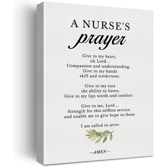 Aaheei Nurse's Prayer Quote Print Canvas Wall Art Home Decor a Nurse's Prayer Give to My Heart Oh Lord Painting Canvas Poster Ready to Hang