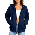 thumbnail image 2 of POROPL Sweatshirts for Women,Zip Up Hoodie Oversized Casual Long Sleeve Fleece Jacket with Pockets, 2 of 7