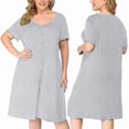 thumbnail image 5 of Ekouaer Women's Nightgown Button Down Nightshirt Short Sleeve Sleepshirt Soft V Neck Sleepwear Pajama Dress, 5 of 6
