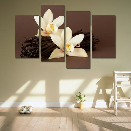 4piece Canvas Prints Pictures Painting Large Brown Orchid Floral Home Decor Frameless Modern Abstract Wall Art Office Hanging Decor (Best Way To Ship Large Paintings)