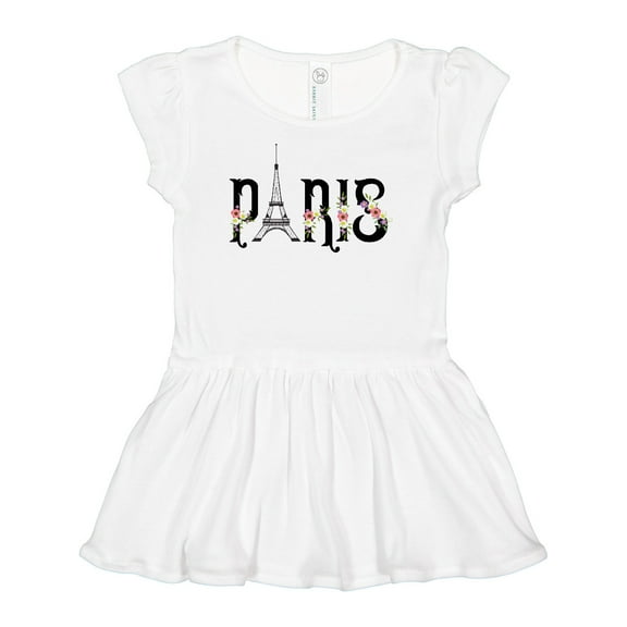 Inktastic Paris Eiffel Tower with Flowers Girls Baby Dress