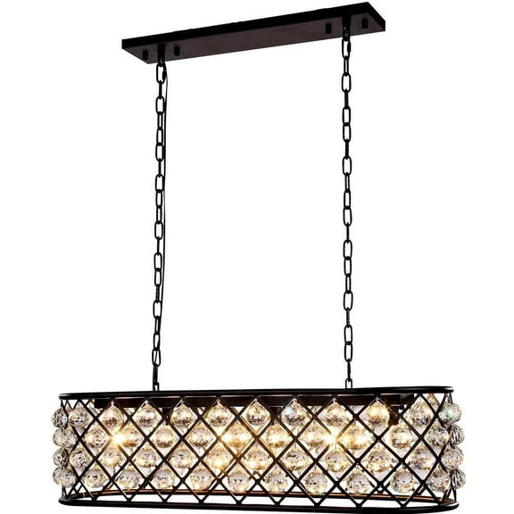Island Pendant MADISON 6-Light Mocha Brown Clear Crystal Polished Nickel EL-3531