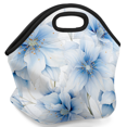 thumbnail image 2 of Herdesigns Blue and White Floral Neoprene Lunch Bag, Flower Insulated Lunch Box for Women Men Washable Lunch Tote Soft Lunch Container With Zipper for Work Picnic Travel, 2 of 7