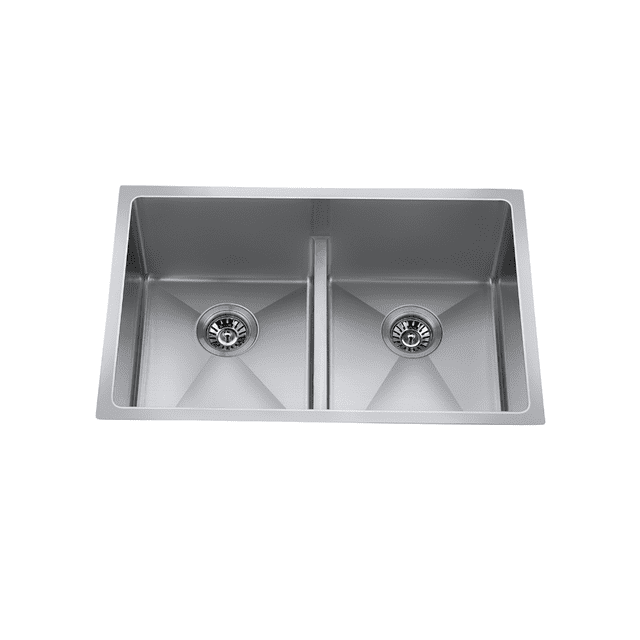 29 inch Near-Zero Low Divide Double Bowl Kitchen Stainless Steel Sink with Strainer