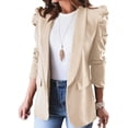 thumbnail image 1 of Chaquetas de traje de mujer con clase con manga larga 2 bolsillos abrigo delgado para mujer desgaste diario formal albaricoque, 1 of 2