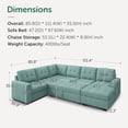 thumbnail image 4 of HONBAY 111.4” Modular Sectional Pull-Out Sofa Bed Oversized U-Shaped Convertible Sleeper Couch for Living Room, Aqua blue, 4 of 9