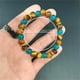 thumbnail image 3 of Ojo de Tigre Piedra Pulsera Semi Piedra Joyería El contraste de colores de oro y azul oscuro crear un accesorio llamativo y de moda., 3 of 6