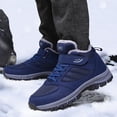 thumbnail image 2 of Waterproof Snow Boots for Women Men Outdoor AntiSlip Trekking Hiking Shoes Lace up Hook and Loop Plush Lined Winter Booties Dark Blue 6.5, 2 of 6