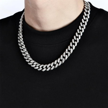 

FANCY Hiphop-Inlaid Rhinestones Cuban Chain Rapper Pendants Jewelry Unisex Alloy Diamond Necklace Bracelet